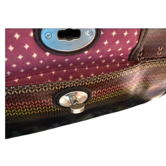 Fossil Key Per Coated Canvas Leather Trim Crossbody Messenger Bag Key charm - Picture 7 of 16